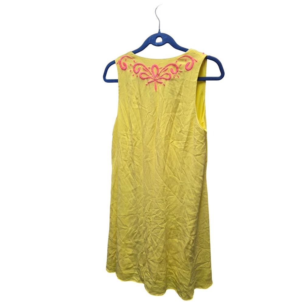 Lilly Pulitzer Bethany Sleeveless Embroidered Shift Dress Neon Yellow Size Med - Picture 7 of 8